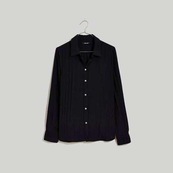 [NWT] Madewell Crinkled Button-Down Shirt in Black - Picture 4 of 5